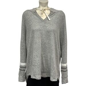 Mix by 41 Hawthorn Gray Marled V-Neck Hoodie Pullover Top 2X WPK10061